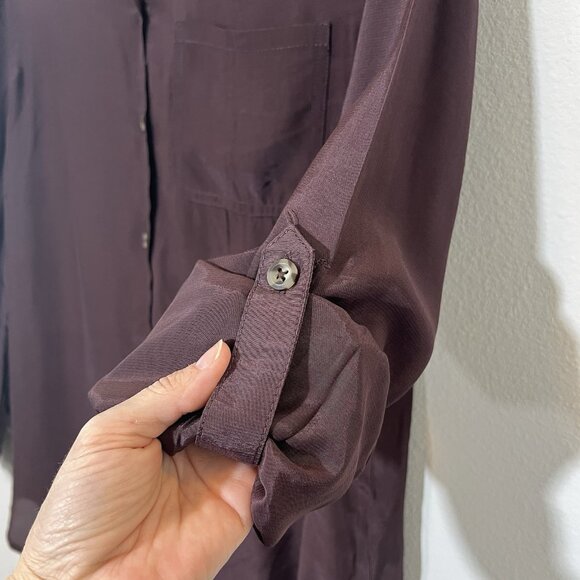 Beach lunch lounge Anthropologie Kimberly Top Women Shirt Small Brown Buttons - Picture 8 of 10